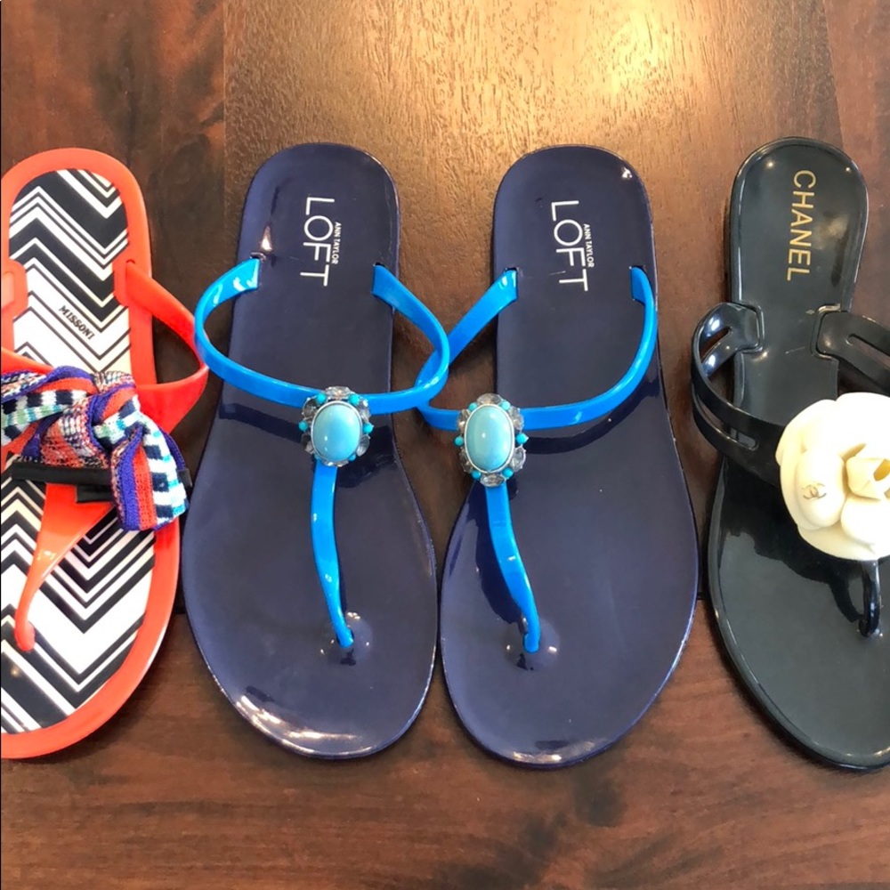 LOFT jeweled jelly flip flops